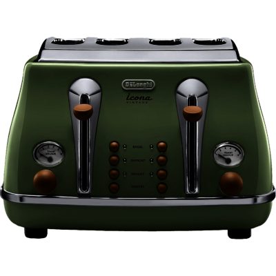 Delonghi CTOV4003.GR Icona 4 Slice Toaster in Olivia Green
